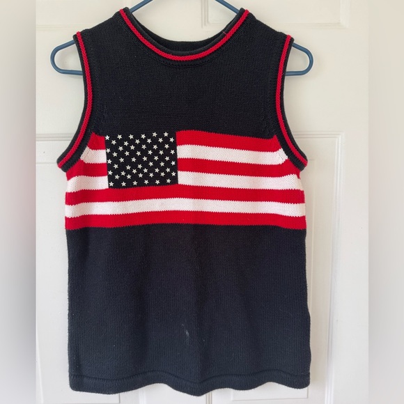 Casual Corner‎ Red White & Blue American Flag Patriotic Knit Tank Top Sequin - Picture 1 of 4